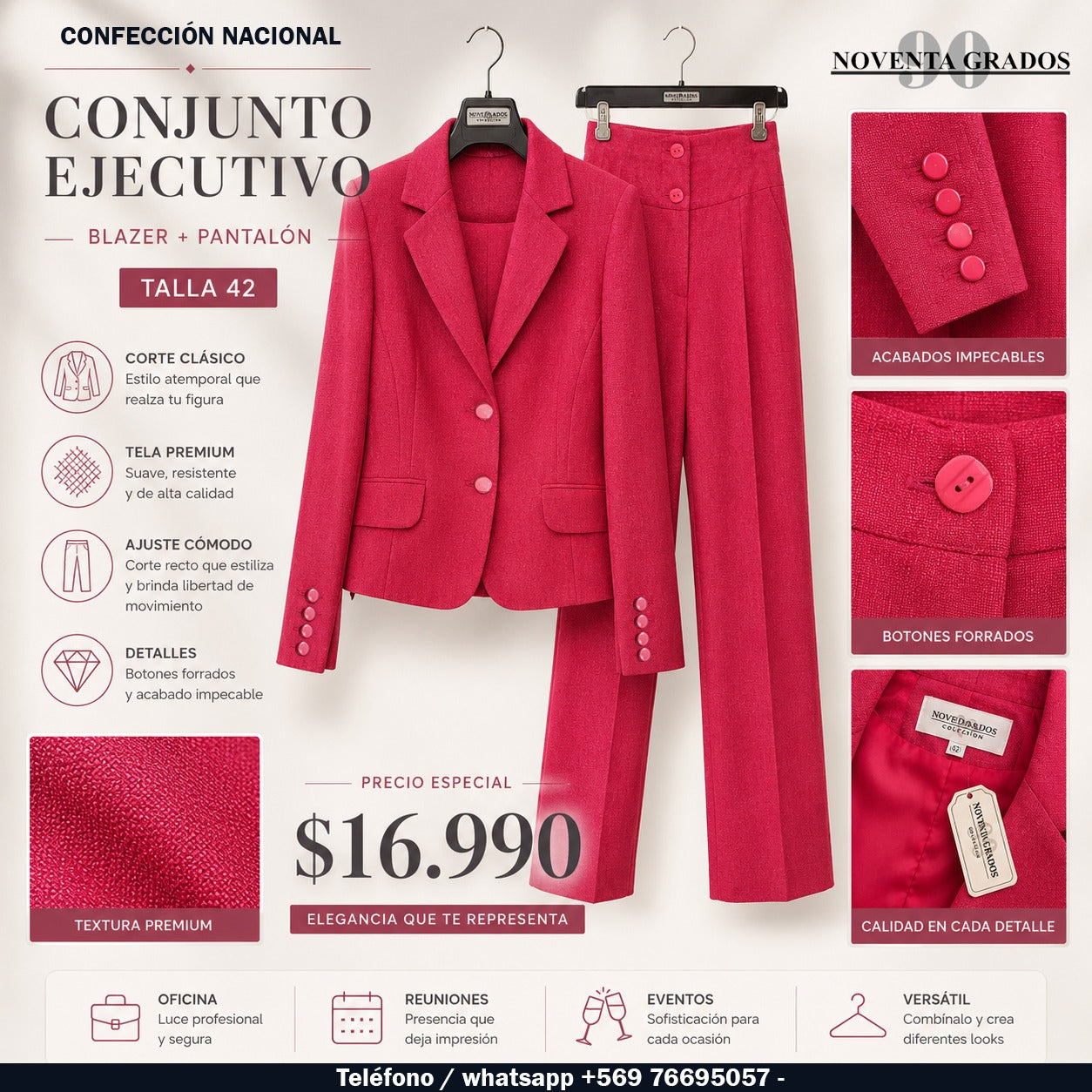 Traje Mujer Fuccsia Talla 42