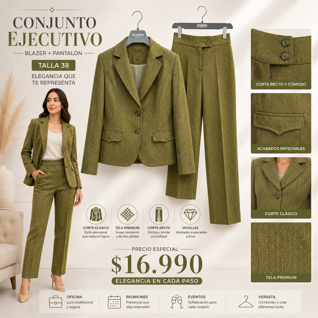 Traje Mujer Verde Talla 42