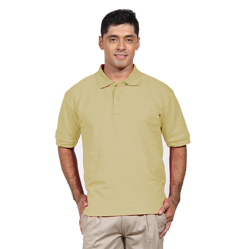 Polera Pique Hombre Manga Corta Beige