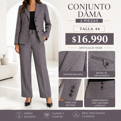 Traje Mujer Gris 2 Piezas Talla 44 0028
