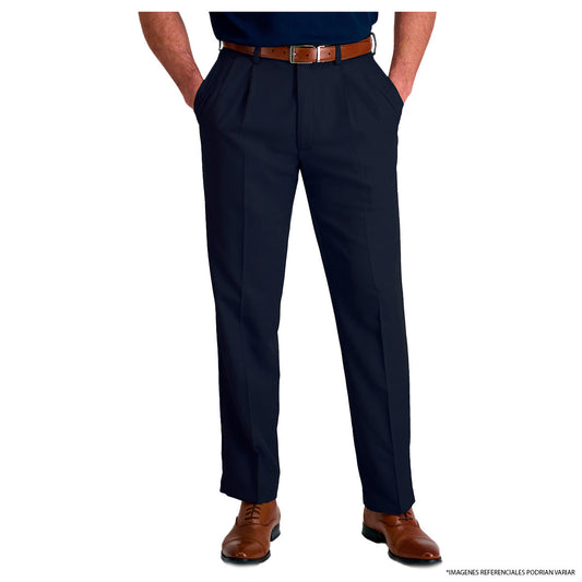 Pantalón de Gabardina Pinzado Azul Marino
