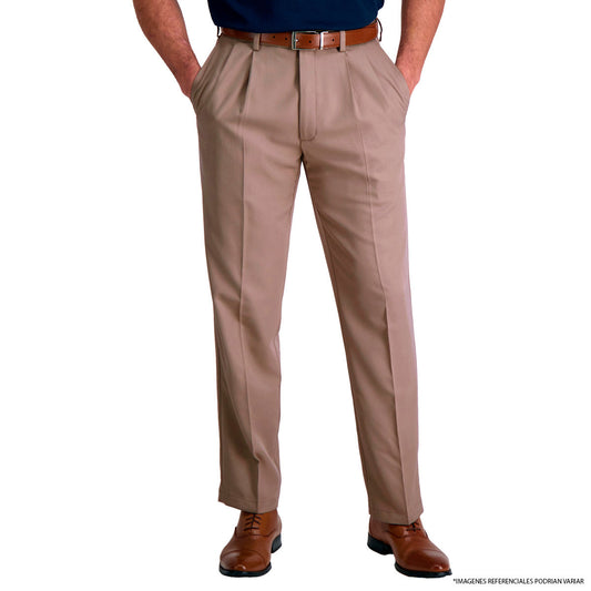 Pantalón de Gabardina Pinzado Beige