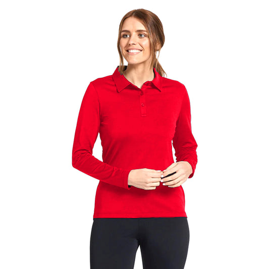 Polera Pique Mujer Manga Larga Roja